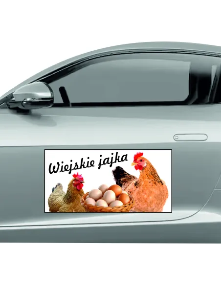 Magnes na samochód reklama magnetyczna 60x30 cm wiejskie jaja