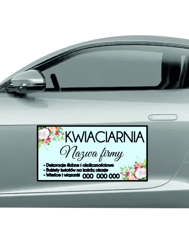 Magnes na samochód reklama magnetyczna 60x30 cm kwieciarnia