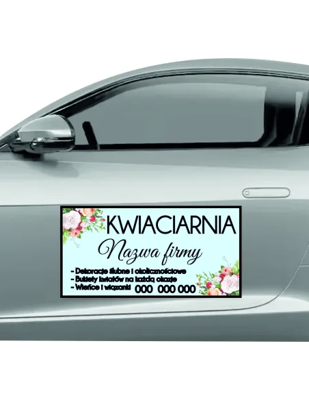 Magnes na samochód reklama magnetyczna 60x30 cm kwieciarnia