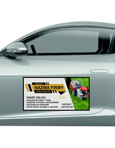 Magnes na samochód reklama magnetyczna 60x30 cm usługi ogrodnicze