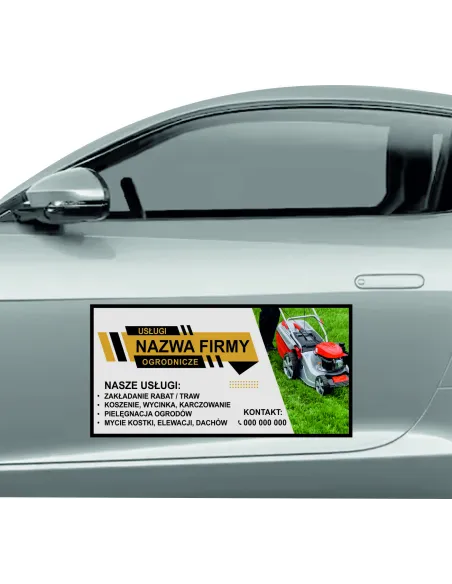 Magnes na samochód reklama magnetyczna 60x30 cm usługi ogrodnicze