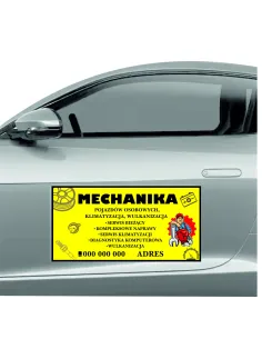 Magnes na samochód reklama magnetyczna 60x30 cm mechanika