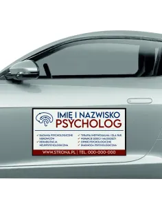 Magnes na samochód reklama magnetyczna 60x30 cm psycholog