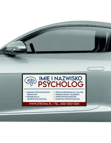 Magnes na samochód reklama magnetyczna 60x30 cm psycholog