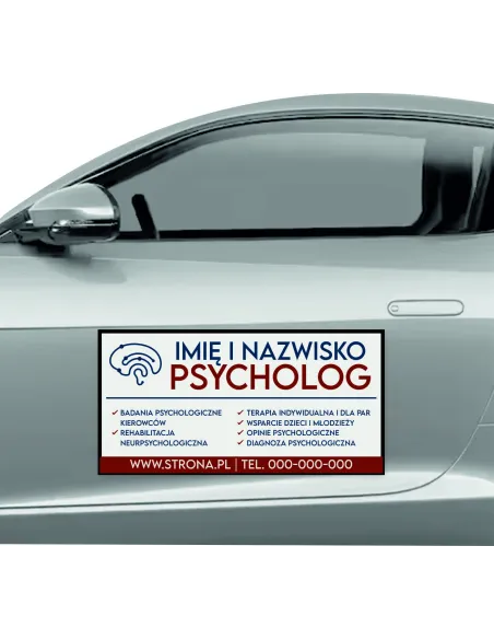 Magnes na samochód reklama magnetyczna 60x30 cm psycholog