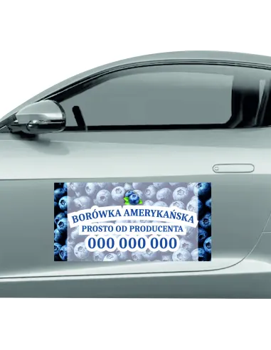 Magnes na samochód reklama magnetyczna 60x30 cm borówki