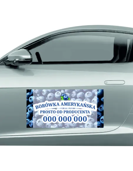 Magnes na samochód reklama magnetyczna 60x30 cm borówki