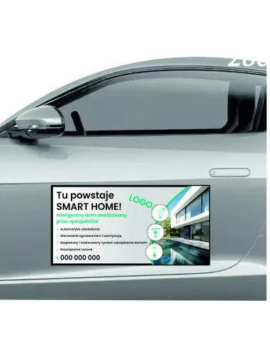 Magnes na samochód reklama magnetyczna 60x30 cm smart home