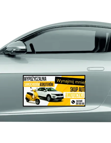 Magnes na samochód reklama magnetyczna 60x30 cm wypożyczalnia