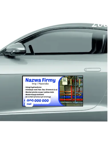 Magnes na samochód reklama magnetyczna 60x30 cm usługi hydrualiczne