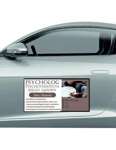 Magnes na samochód reklama magnetyczna 60x30 cm psycholog-psychoterapeuta