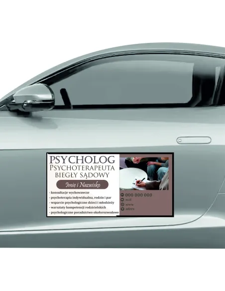 Magnes na samochód reklama magnetyczna 60x30 cm psycholog-psychoterapeuta