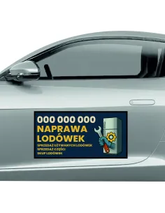 Magnes na samochód reklama magnetyczna 60x30 cm naprawa lodówek