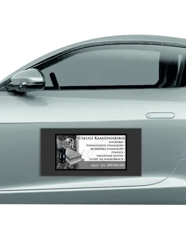 Magnes na samochód reklama magnetyczna 60x30 cm usługi kamieniarskie