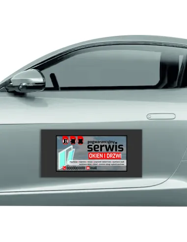 Magnes na samochód reklama magnetyczna 60x30 cm serwis okien i drzwi