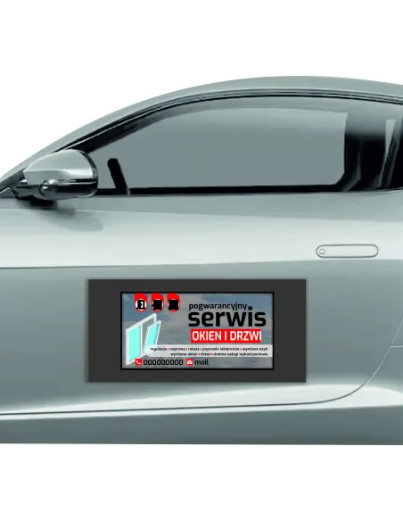 Magnes na samochód reklama magnetyczna 60x30 cm serwis okien i drzwi