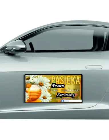 Magnes na samochód reklama magnetyczna 60x30 cm pasieka