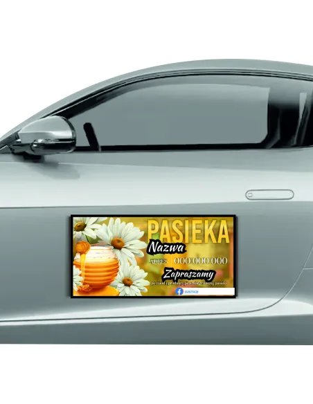 Magnes na samochód reklama magnetyczna 60x30 cm pasieka