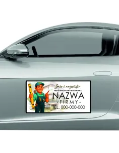 Magnes na samochód reklama magnetyczna 60x30 cm firma remontowo budowlana
