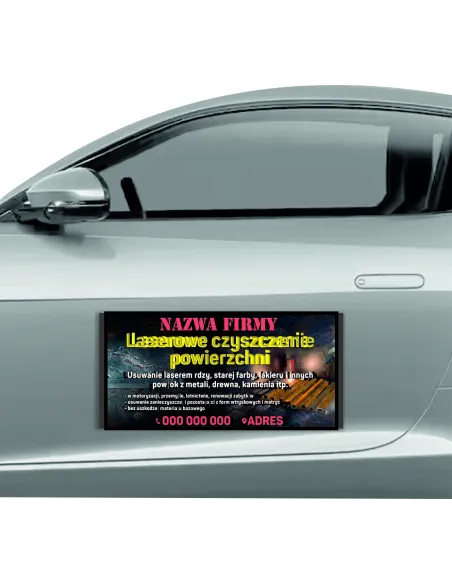 Magnes na samochód reklama magnetyczna 60x30 cm laserowe czyszczenie powierzchni