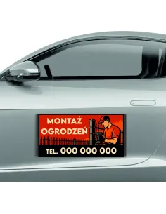 Magnes na samochód reklama magnetyczna 60x30 cm montaż ogrodzeń