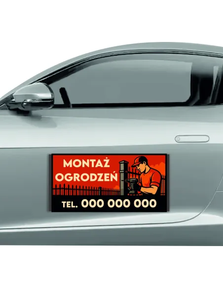 Magnes na samochód reklama magnetyczna 60x30 cm montaż ogrodzeń