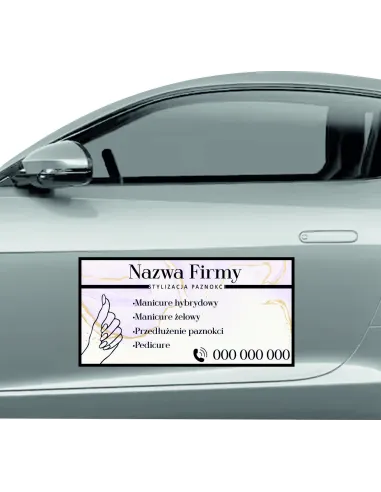 Magnes na samochód reklama magnetyczna 60x30 cm stylizacja paznokci