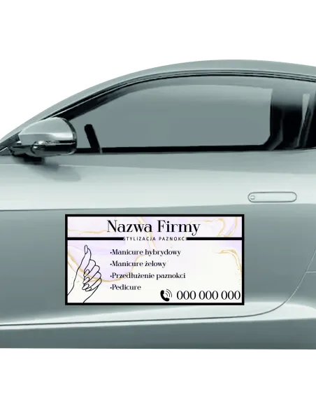 Magnes na samochód reklama magnetyczna 60x30 cm stylizacja paznokci