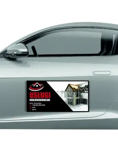 Magnes na samochód reklama magnetyczna 60x30 cm usługi ogólnobudowlane