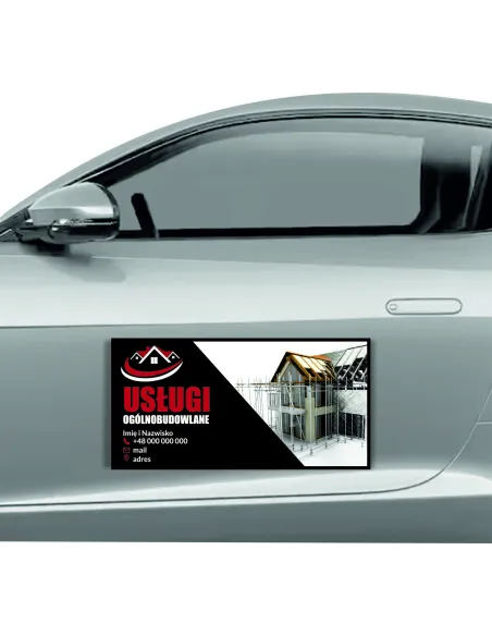Magnes na samochód reklama magnetyczna 60x30 cm usługi ogólnobudowlane
