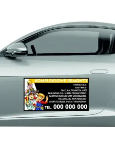 Magnes na samochód reklama magnetyczna 60x30 cm kompleksowe remonty