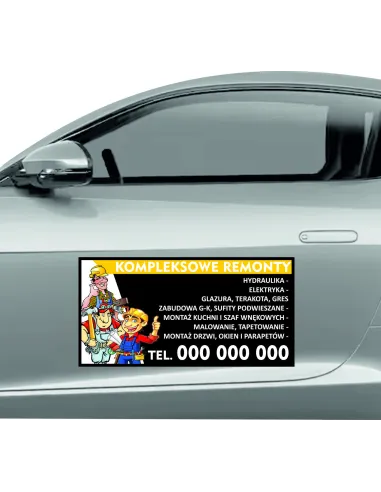 Magnes na samochód reklama magnetyczna 60x30 cm kompleksowe remonty