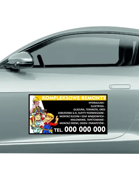 Magnes na samochód reklama magnetyczna 60x30 cm kompleksowe remonty