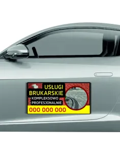 Magnes na samochód reklama magnetyczna 60x30 cm usługi brukarskie