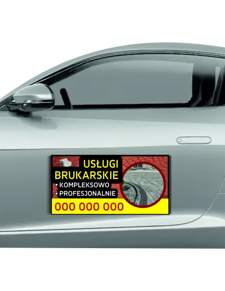 Magnes na samochód reklama magnetyczna 60x30 cm usługi brukarskie
