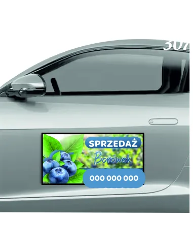 Magnes na samochód reklama magnetyczna 60x30 cm sprzedaż borówek