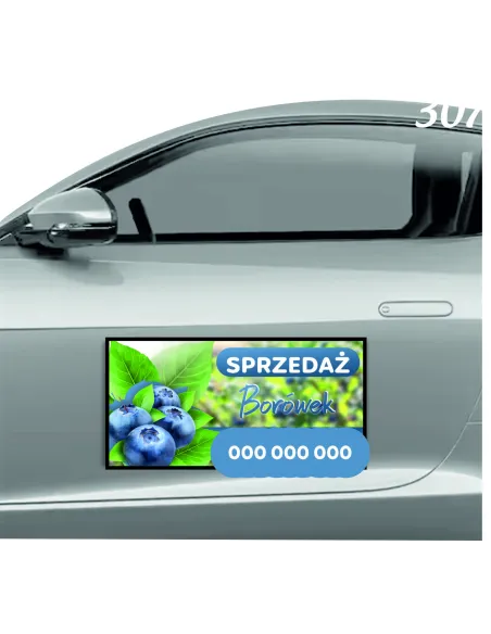 Magnes na samochód reklama magnetyczna 60x30 cm sprzedaż borówek