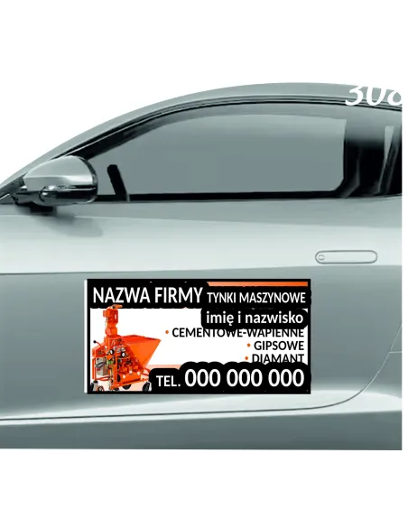 Magnes na samochód reklama magnetyczna 60x30 cm tynki maszynowe