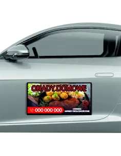 Magnes na samochód reklama magnetyczna 60x30 cm obiady domowe