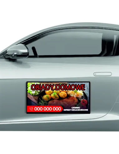 Magnes na samochód reklama magnetyczna 60x30 cm obiady domowe