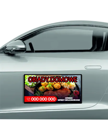 Magnes na samochód reklama magnetyczna 60x30 cm obiady domowe