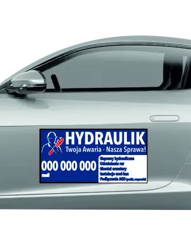 Magnes na samochód reklama magnetyczna 60x30 cm hydraulik