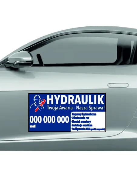 Magnes na samochód reklama magnetyczna 60x30 cm hydraulik
