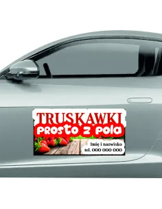 Magnes na samochód reklama magnetyczna 60x30 cm truskawki