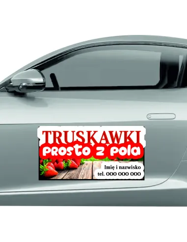 Magnes na samochód reklama magnetyczna 60x30 cm truskawki