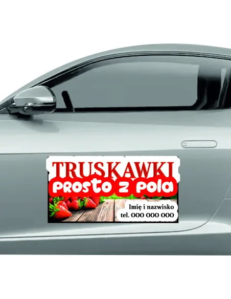 Magnes na samochód reklama magnetyczna 60x30 cm truskawki
