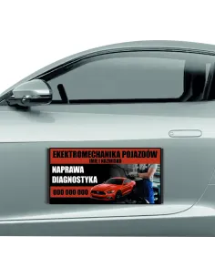 Magnes na samochód reklama magnetyczna 60x30 cm elektromechanika pojazdów