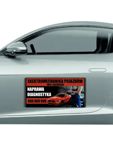 Magnes na samochód reklama magnetyczna 60x30 cm elektromechanika pojazdów