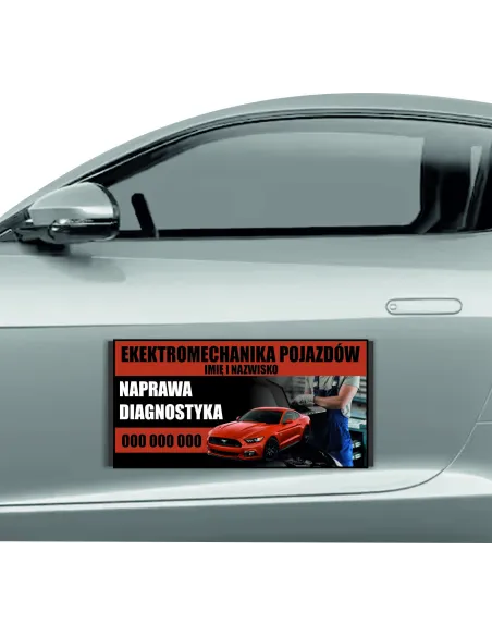 Magnes na samochód reklama magnetyczna 60x30 cm elektromechanika pojazdów