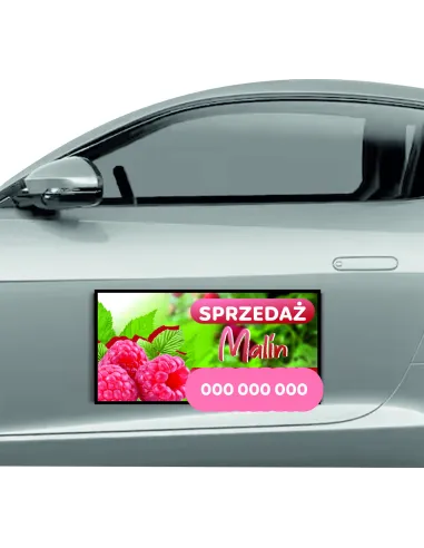 Magnes na samochód reklama magnetyczna 60x30 cm sprzedaż malin